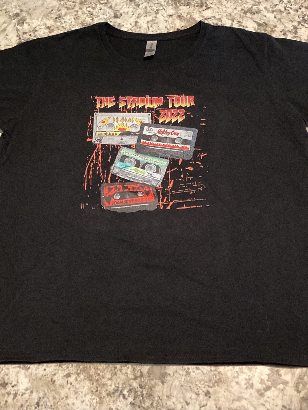 Black 'The Stadium Tour 2022' Graphic Tee with Cassette Design